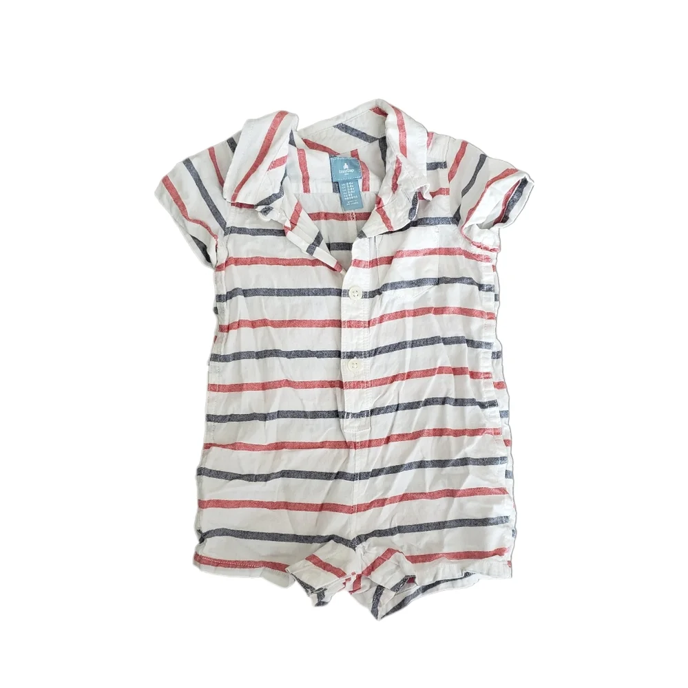 Baby Gap 3-6m Striped Button Down Shirt Shortie Romper